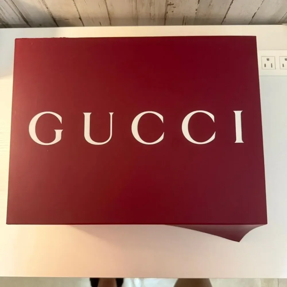 Gucci Large Burgundy Red Gift Box w/ Lid White Logo Packaging DAMAGED